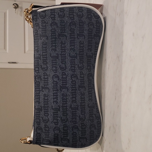 Juicy Couture NWT Blue/ White Status Denim Shoulder Bag 10.5" W × 5.5" H - Picture 2 of 6